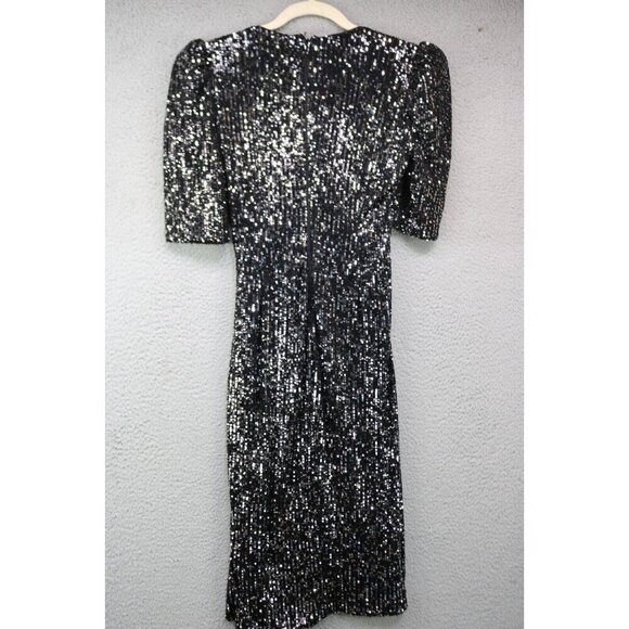 Calvin Klein Faux Wrap All Over Sequins-Size 4-Short Sleeves-Party Dress-Lined - Picture 10 of 12